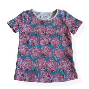 Sweet Honey Girls Ribbed Peony Print T-Shirt 5Y